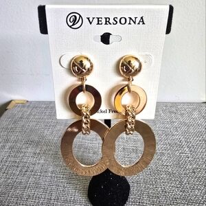 Versona Gold Round Dangle Drop Chic Earrings
